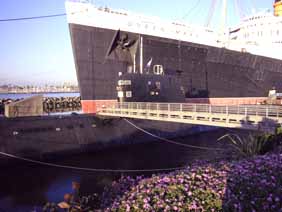 Scorpion conning tower against the Queen Mary